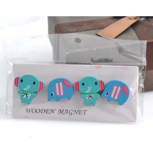 Cute cartoon Elephant Wooden Fridge Magnets Magnetic Sticker for home decoration 12pcs (3set) 21x24mm XD0318-25