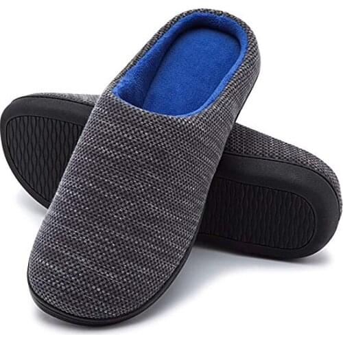 2021 Mens Slippers Memory Foam Winter House Slippers Velvet TPR Home Slippers Male Soft Designer Bedroom Shoes for Man Indoor