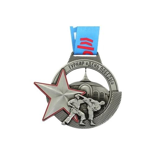 Custom Attractive Design Antique Silver Sport Taekwondo Competition Medal