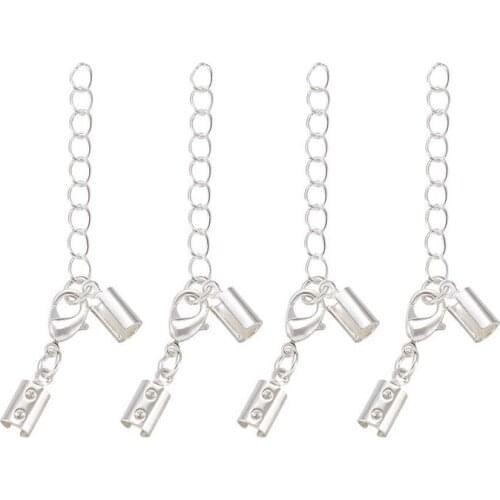 35x11mm Brass Bracelet Necklace Extenders Lengthen Chain Sets with Fold Cord Crimp Ends & Lobster Claw Clasp DIY Jewelry Making