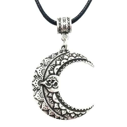 Nostalgia OM Yoga Moon Necklace Wicca Pagan Jewlery Mandala Lotus Flower Spiritual Jewelry Witchcraft Pendant