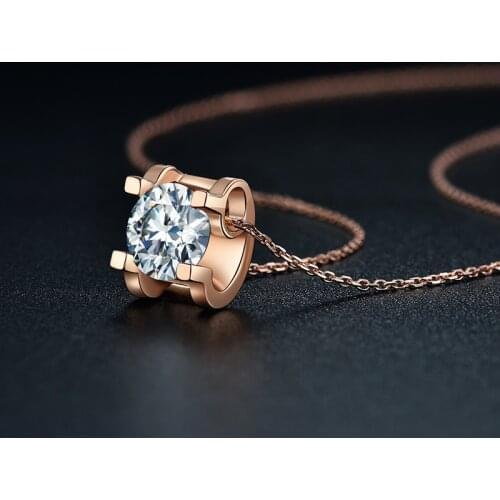 BOEYCJR Custom 18K 750Au Gold 1ct D color VVS Moissanite Engagement Diamond Necklace With national certificate for Women