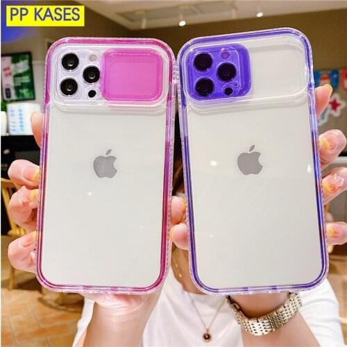 Lens Protection Transparent Clear Bumper Phone Cases For iPhone 11 12Promax XS XR 7Plus 8 Mini SE 20 Candy Color Heavy Duty Case