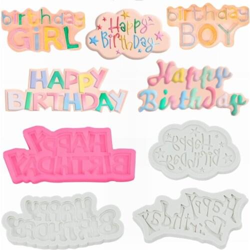 Happy Birthday Letter Silicone Mold Chocolate Fondant Cake Decoration Tools Birthday Party Boy Girl Favors Baking Mould Supplies