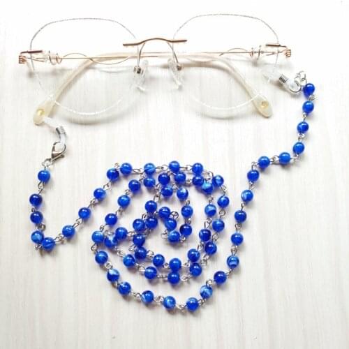 QIGO Blue Acrylic Beads Sunglasses For Men Women Long Glasses Holder Fashion Strand Jewelry