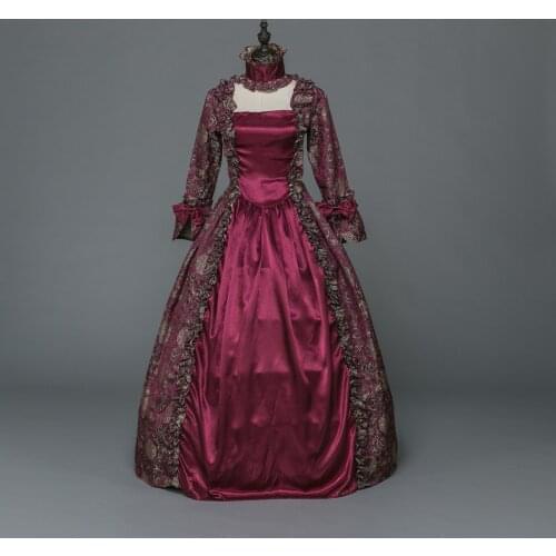 High Quality Southern Belle Renaissance Georgian Marie Antoinette Colonial Brocade Period Dress Ball Renaissance Elf Costume