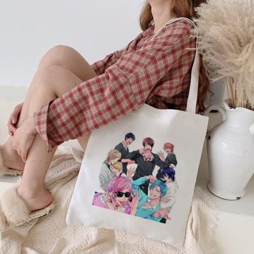 Yarichin Bitch Club Shopping Bag Printing Anime Female Cotton Cloth White Handbag Tote Harajuku Shoulder Bags Women Canvas Bag