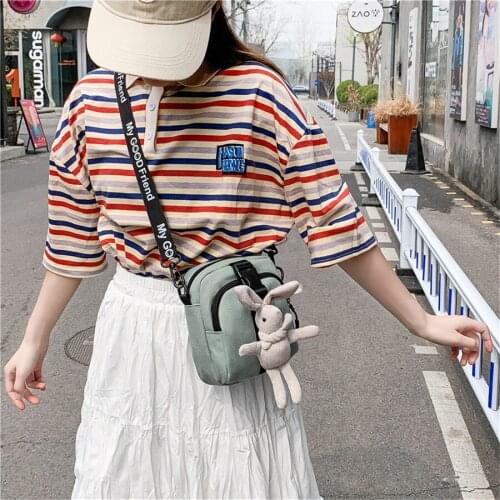 Women Bags New Casual Messenger Bag Harajuku Style Small Square Bag Female Simple Cute Candy Colors Cartoon Shoulder Bag