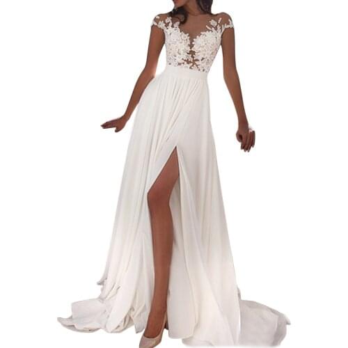 Women Long Dress Sexy Deep V Neck Casual Party Dress Backless Summer Lace White Dresses Bridesmaid Formal Ladies Vestidos