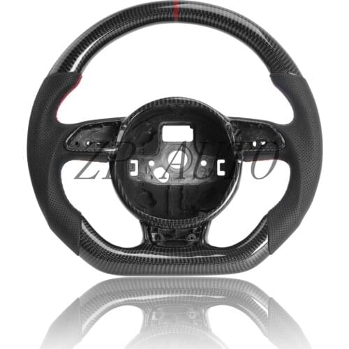 100% Real Carbon Fiber Steering Wheel Perforated Leather Fits for Audi B8.5 RS3 RS4 RS5 RS6 RS7 2013 2014 2015 2016