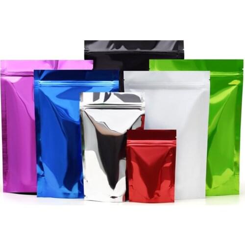 100pcs/Lot Sealable Aluminum Foil Zip Lock Bag Stand-Up Pouches Home Storage Bag Food Package Bag Coffee Tea Bag with Tear Notch
