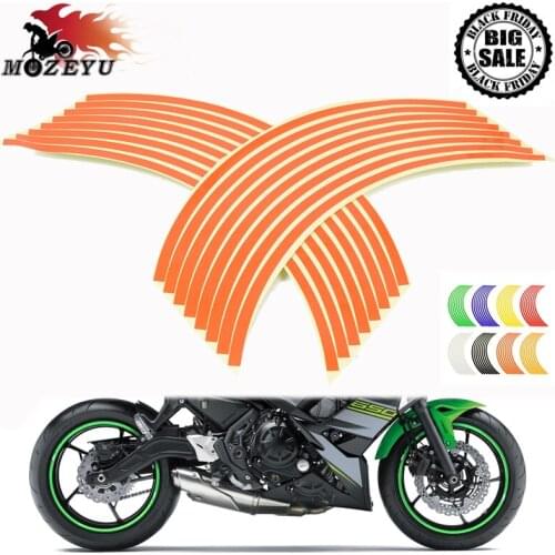 16 Strips 17inch/18inch wheel Motorcycle Wheel Tire Rim Stickers for Kawasaki Z250 Z750 Z800 Z1000 Ninja 300 790