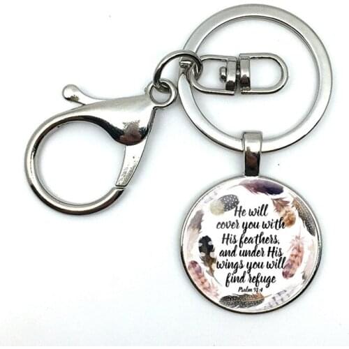 2018/fashion hot money he will cover your will under his feathers and his wings, you will find the refuge poem keychain