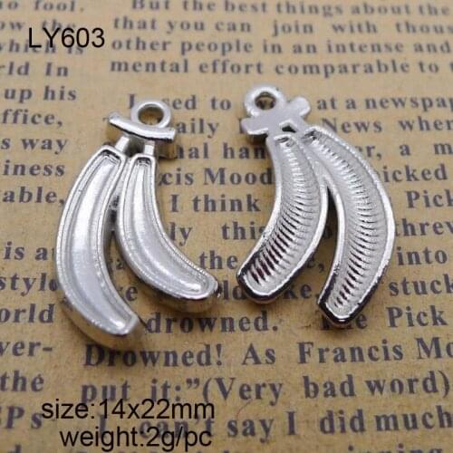 25pcs 14x22mm Antique Silver Alloy Fruit Banana Charms Pendant