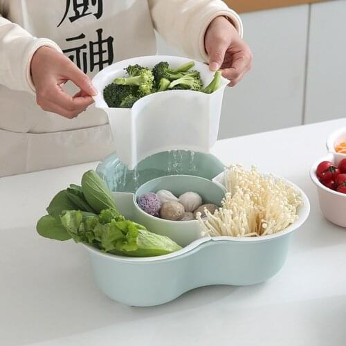 3 4 Grid Table Fruit Storage Bowl Kitchen Basket Container Bowl Metal Drain Rack Fruit Vegetable Storage Holder Snack Tray