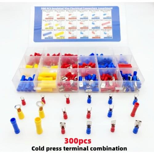 300ps combination terminal cable high frequency connection terminal boxed cold press terminal wire connection electronic DIY kit
