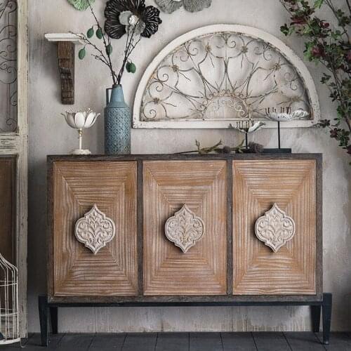 American Country Retro Side Cabinet Entry Living Room Carved Porch Homestay Old Storage Decorative