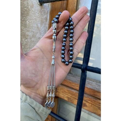 MÜNTAKIŞ Natural Hematite Stone Beads Prayer Beads Islamic Turkish handmade rosary stylish design hematite stone