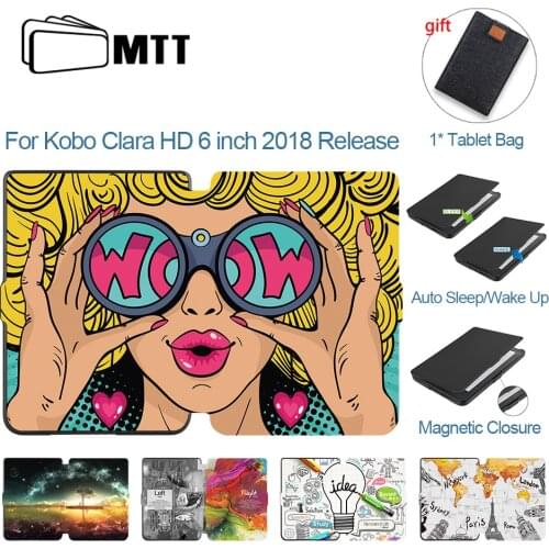 MTT Case For Kobo Clara HD 6 inch E-Book PU Leather Magnetic Smart Cover E-Reader 2018 Protective Funda Auto Sleep /Wake Up