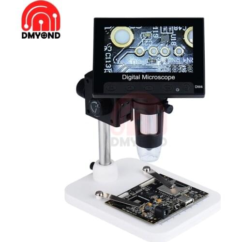 800X 30W Pixels DM4 4.3 Inch LCD Display VGA Digital Microscope 8 LED +Plastic Bracket for PCB Motherboard Repaire Test Tool