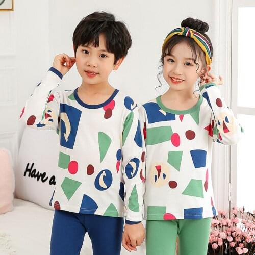 Children Long Johns for Autumn Winter 100% Cotton Kids Inner Wear Skin Wear Comfortable Undershirts for Boys Girls Pajamas Sets