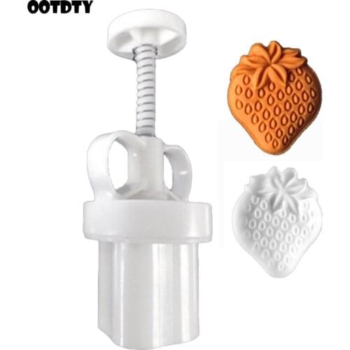 Strawberry Mooncake Mold 50g Cake Mould Cookie Cutter Hand Pressure Food Grade Baking Accessories Mid-Autumn Kitchen Gadget