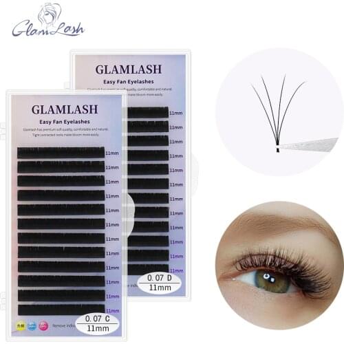 GLAMLASH Easy Fan Eyelash Extension Bloom Austomatic Flowering Fast Fan Self-Making Fans Volume False Lashes soft makeup cilia