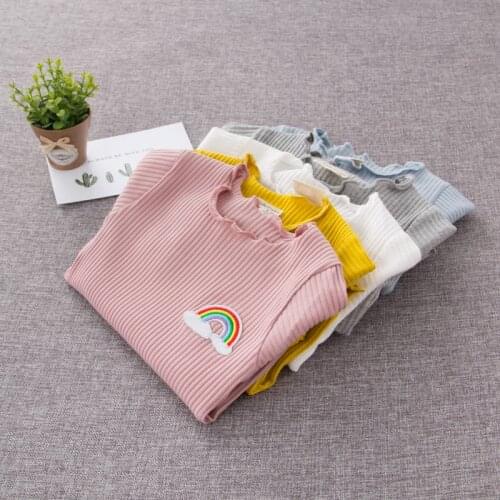 Baby Girl Cotton T Shirt Kids Toddler Long Sleeve Tee Shirts 2019 Autumn New Baby Girl Cute Rainbow Balloon Print Casual T Shirt