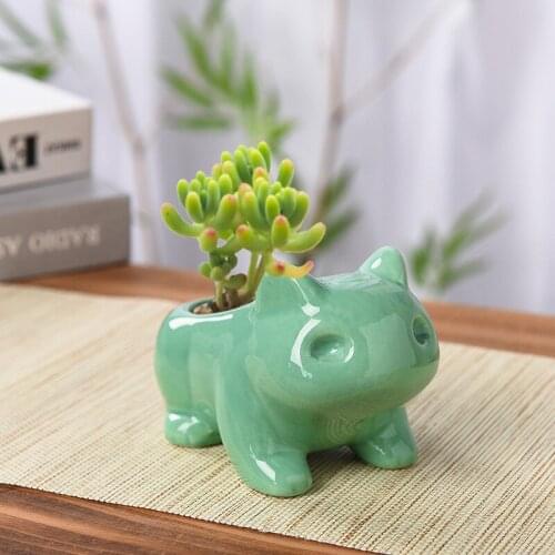 Ceramic Frog-shaped Succulent Flowerpot Cartoon Animal Creative Flowerpot Home Bonsai Decoration Potted Pottery Decorative