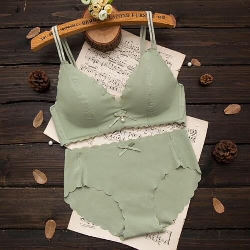 2-piece Set of Comfortable Gathering Thin Girls' Breast-feeding Lace Bra Set, Womens Panties, Sexy Bra, Womens Underwear