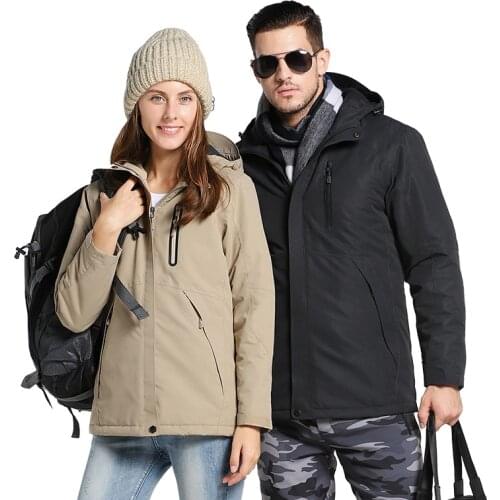Men Women Winter USB Heating Thick Cotton Jacket Unisex Outdoor Waterproof Windbreaker Hiking Camping Trekking Climbing Coats