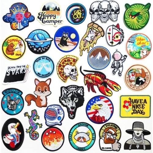 Wolf Cat Patches Cloth Mend Decorate Sew On Patch Clothes Apparel Sewing Decoration Applique Badges Duck Dog