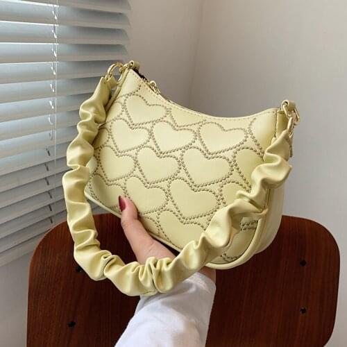 Pleated Belt Underarm Bag Pu Leather Crossbody Bag for Women 2021 Fashion Sac A Main Female Shoulder Bag Female Handbag