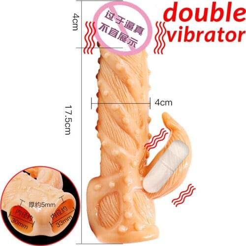 Realistic Penis Ring with Vibrator for Men Reusable Penis Sleeve for Male Extender Dildo Enhancer Enlargement Male Cock Sex Toys