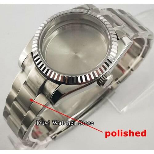 36mm 40mm NH35 NH36 Silver Watch Case Oyster Strap Sapphire Glass Fit ETA 2836 Miyota 8215 821A Mingzhu DG 2813 3804 Movement
