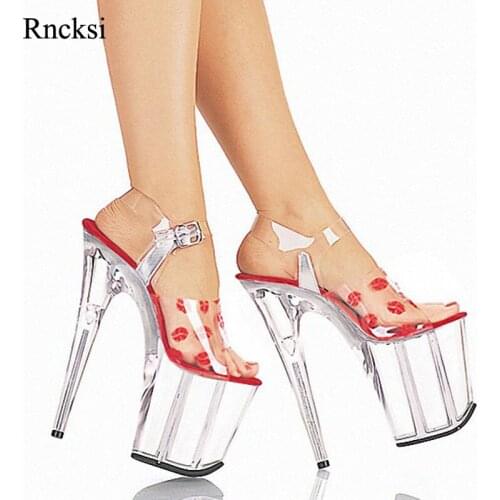 Rncksi New Sexy Women Dance Sandal Shoes 20CM High Heel Platforms Pole Performance Star Model Sandals Party Wedding Sandals