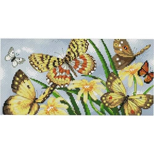 Stamped Cross Stitch Kit for Kids Children Pre-Printed Butterfly Pattern Embroidery Kits