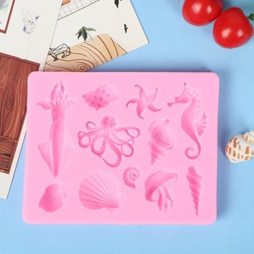 Ocean Series Octopus Shell Jellyfish Silicone Mold Gypsum Fondant Cake Decor