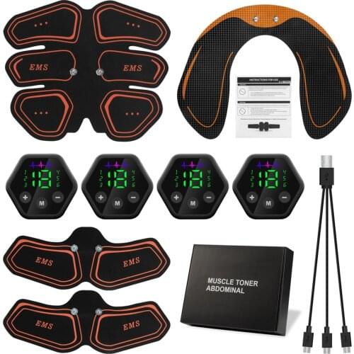 Muscle Stimulator EMS Abdominal Hip Trainer LCD Display Toner USB Abs Fitness Training Home Gym Weight Loss Body Slimming