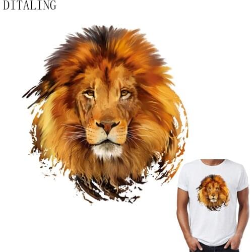 Lion Patch Iron-On Transfers For Children Men Thermo Transfer Sticker On Clothes Washable Animals Patch T-Shirt Ironing Sticker