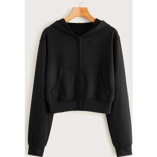 Solid Color Hoodies Women Casual Sweatshirt Long Sleeve Zipper Pocket Anime Ladies Hooded худи оверсайз куртка женская весна