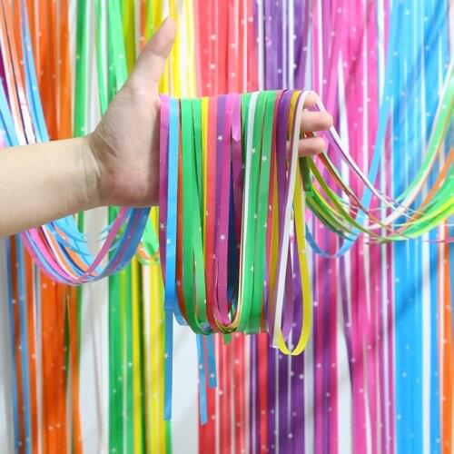 Birthday Party Decorations 1*2.5M Tinsel Cutrain Backdrop Wedding Decoration Bachelorette Party Colorful Backdrop With Star