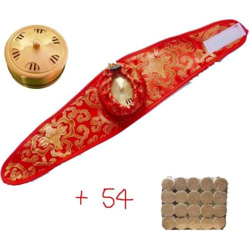 Thickening pure copper / stainless steel moxa warm moxibustion box querysystem cauterize for leg neck foot & 54 moxa stickers