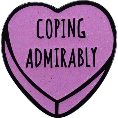 Coping admirably glitter enamel pin adult achievement brooch positive jewelry