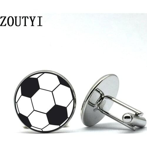 2018/New Football glamour cufflinks, recessed glass cufflinks. Fashion shirt cufflinks