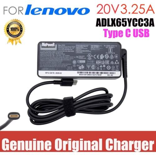 Original 65W 20V 3.25A Type C AC Adapter Laptop Charger for Lenovo ThinkPad 25 S1 2018 X380 yoga s2 2017/2018 X280 L380