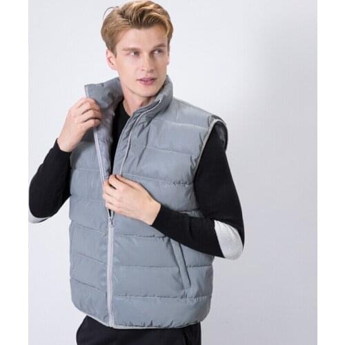 New Full Reflective Vest Autumn Winter Men Women Down Cotton Waistcoat Couple Sleeveless Warm Jacket Night Riding Streetwear