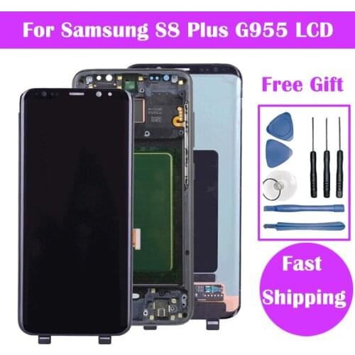 6.2'' AMOLED LCD Display For Samsung Galaxy S8 Plus G955 G955F Touch Screen Digitizer Assembly With Frame Free Shipping