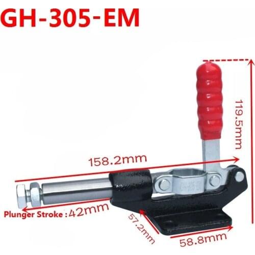 1PC Push Pull Operated Type GH-305-EM Holding Capacity 386kgs Plunger Stroke 42mm Toggle Clamp Quick Release Hand Tools