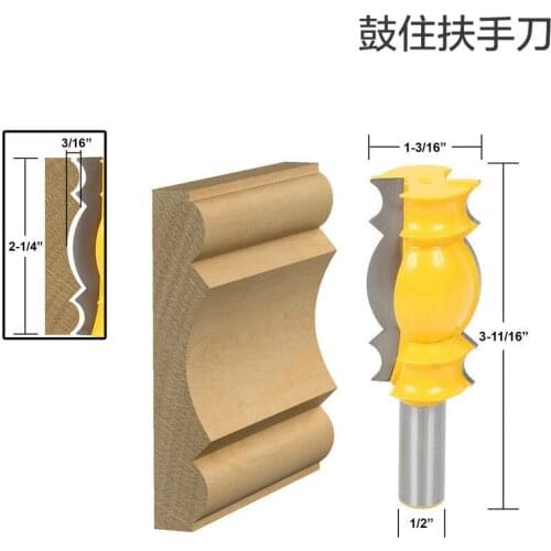 1PC 1/2 Inch Shank Large Line Knife Crown Molding Router Bit Tenon Cutter For Wood Woodworking Milling Cutter